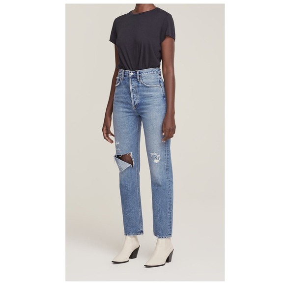 NEW Agolde 90's Pinch Waist ripped jeans Size 27 blue lineuphigh rise streight